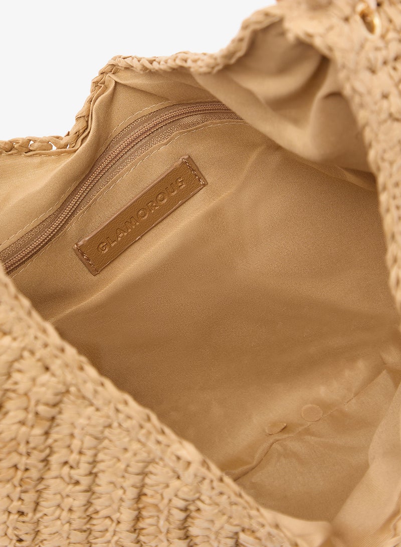 جلاموروس حقيبة شاطئ هلال كبيرة من الرافيا - Image 4